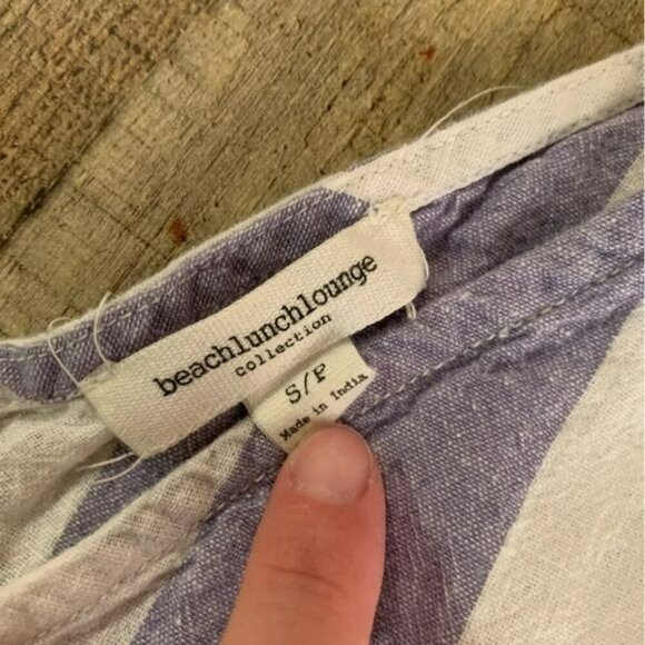 Beach lunch lounge womens tank cropped romper in blue and white striped -S - Picture 5 of 10